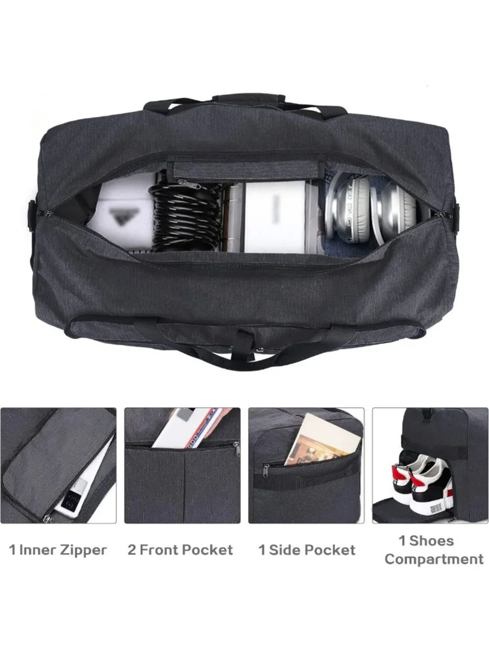 Extra Large 100L Waterproof Foldable Duffle Bag with Shoe Compartment - Gym